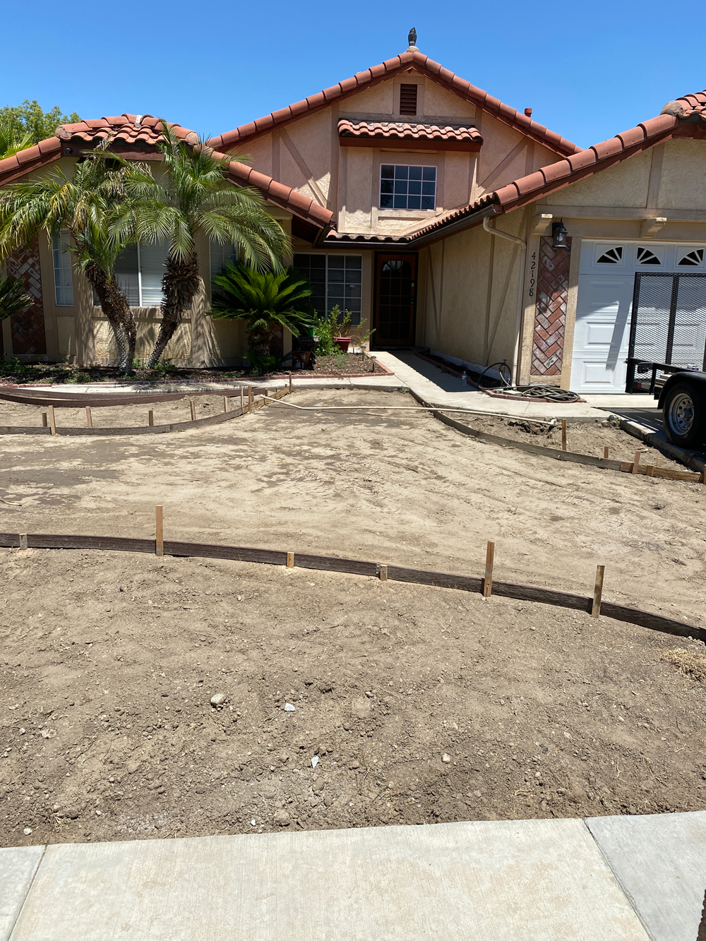 Front View of prep work on Front Driveway